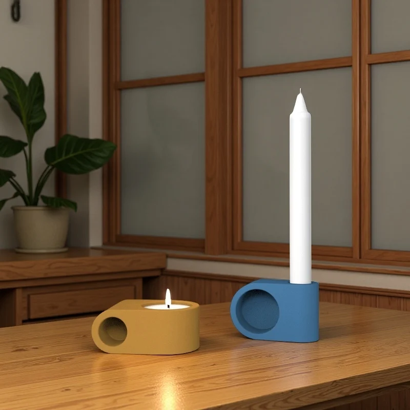 Multi-functional Cement Candlestick Silicone Molds, Creative Shaped Tealight Concrete Candlesticks, Atmosphere Decoration Molds