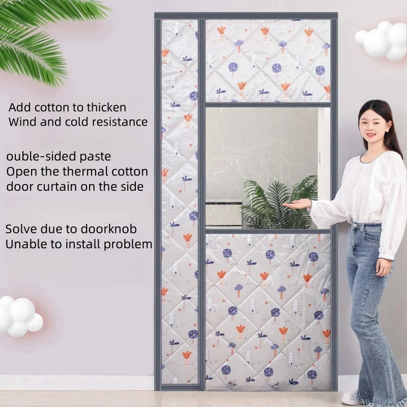 Winter Thicken Warm Insulated Door Curtains Windproof Thermal Insulation Door Screen Insulated Door Cover for Household Doorways