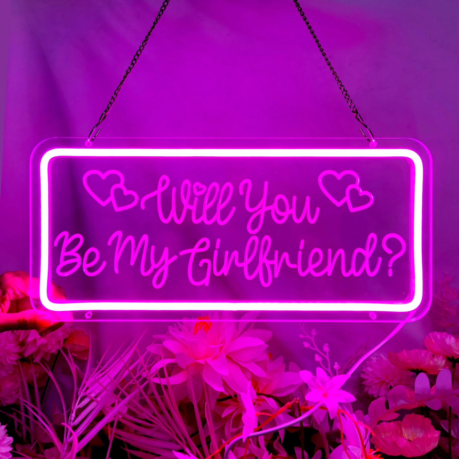 

Will You Be My Girlfriend Neon Sign LED Valentine's Day Confession Decoration Sign Engagement Neon Sign Board Wall Decor