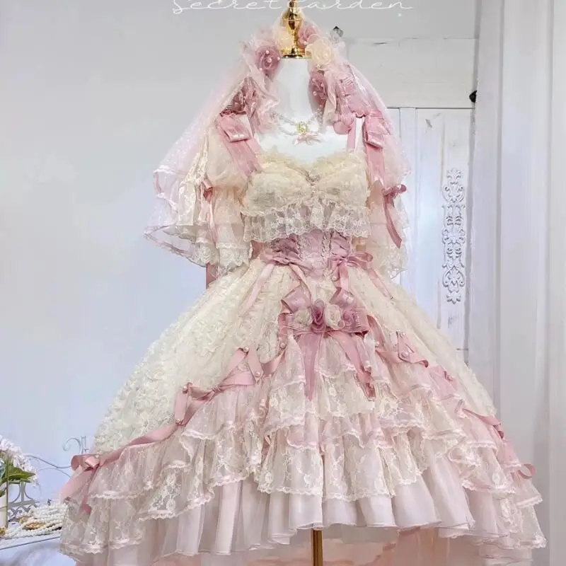 

Женское повседневное платье, вечернее платье, платье принцессы Лолиты для девочек, платье с украшением в виде банта, юбка-пачка с рюшами, многослойное платье, праздничный подарок