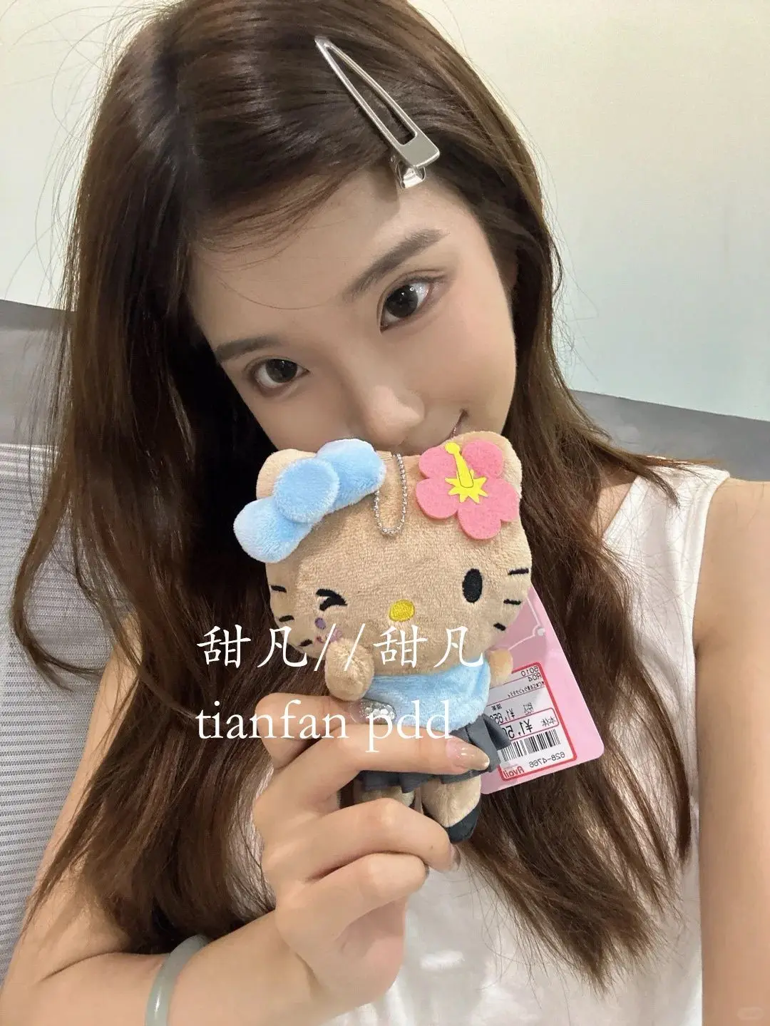 Sanrio Kawaii Hello Kitty Plush Doll Student Schoolbag Pendant Anime Cartoon Cute Backpack Accessories Girls Birthday Gifts Toys