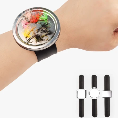 Essentials de pesca al aire libre, pulsera magnética Lua, organizador de microanzuelo para mosca, estuche portátil antipérdida para señuelos de pesca