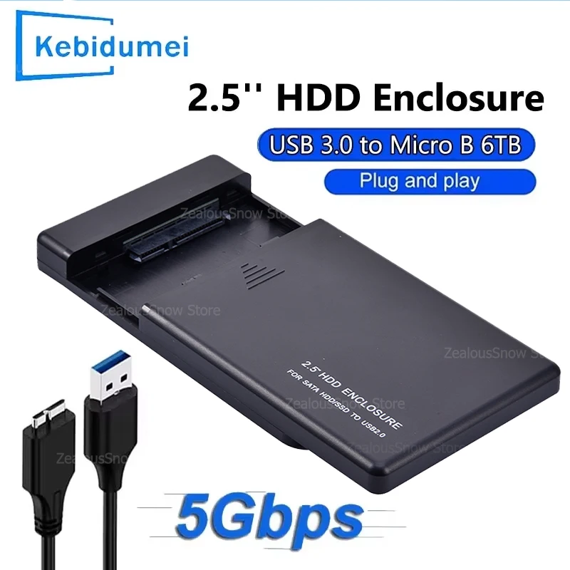 

Корпус USB 3.0 для жесткого диска 2,5-дюймовый внешний жесткий диск SATA 2,5-дюймовый SSD 5 Гбит/с Высокоскоростная передача Поддержка окон Mac Android