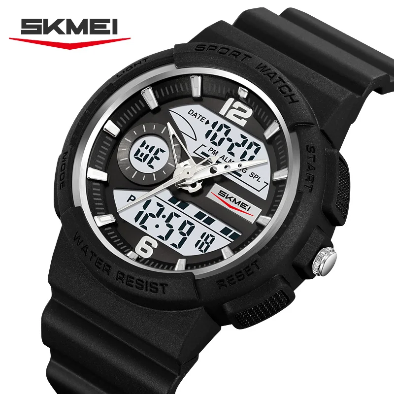 

SKMEI 2 раза модные цифровые электронные часы спортивные светодиодные кварцевые часы для мужчин водонепроницаемые наручные часы с будильником Reloj Hombre