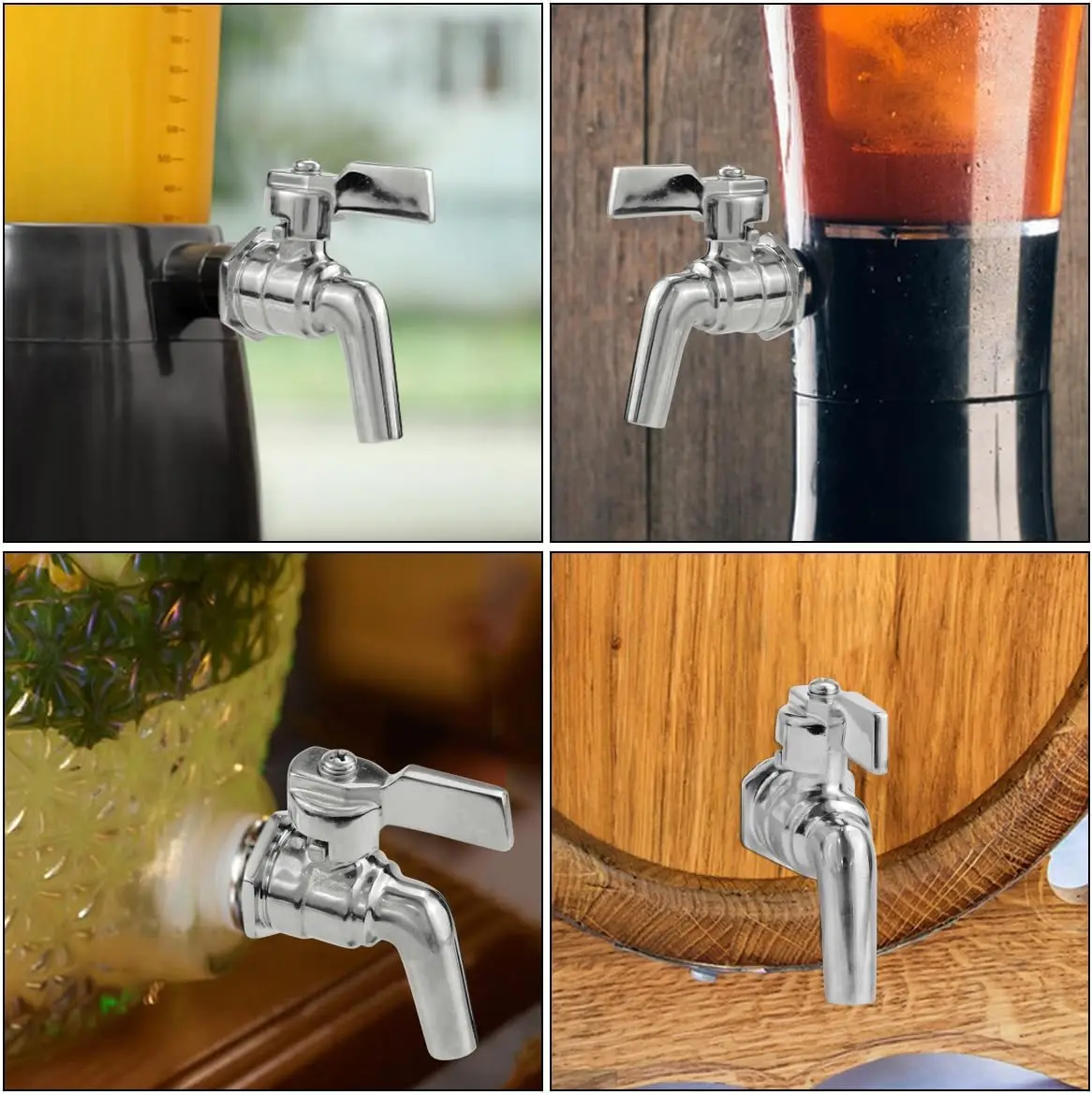 3/8\' Beverage Dispenser Faucet Tap Stainless Steel Spigot  Cold Beer Drink Juice Wine Barrel Faucet