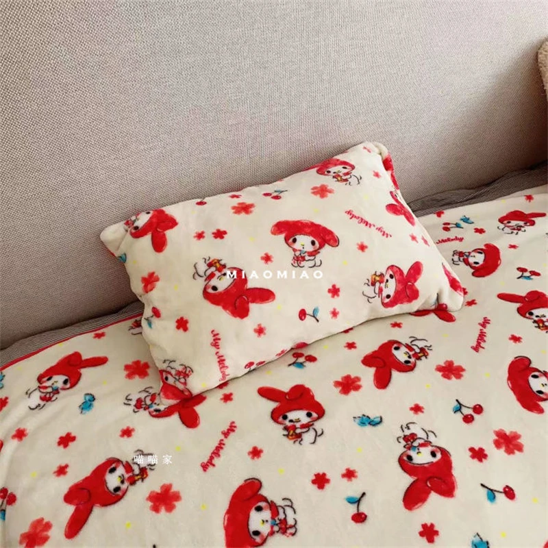 Cute My Melody Blanket Comfortable Warm Cartoon Japanese Style Printed Flannel Blanket Car Blanket Bedspread Pillowcase Girl