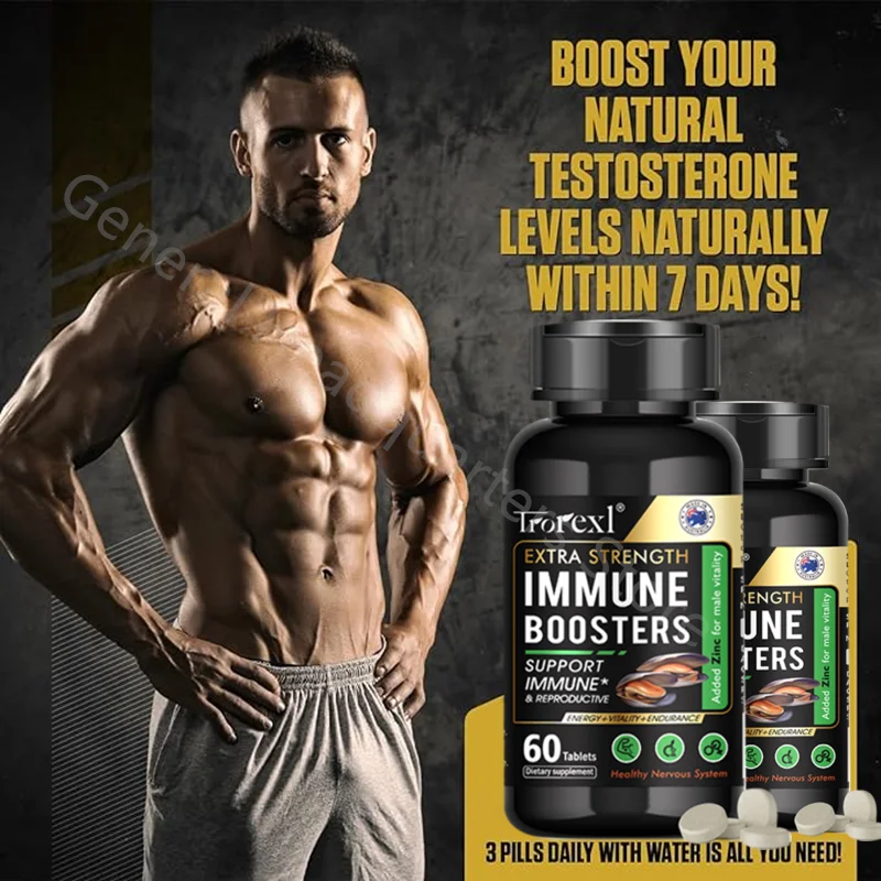 Testosterone Booster Supplement for Extra Strength Increases Muscle Mass,increases Stamina Energy & Motivation Oyster Capsules