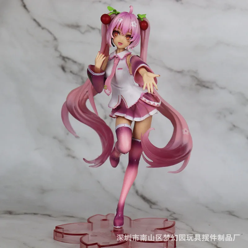 

20CM New Anime Japanese Virtual singer Hatsune Miku pink sakura Fairy Tale Wonderland Kawaii Figure PVC Model Toys Doll Gifts