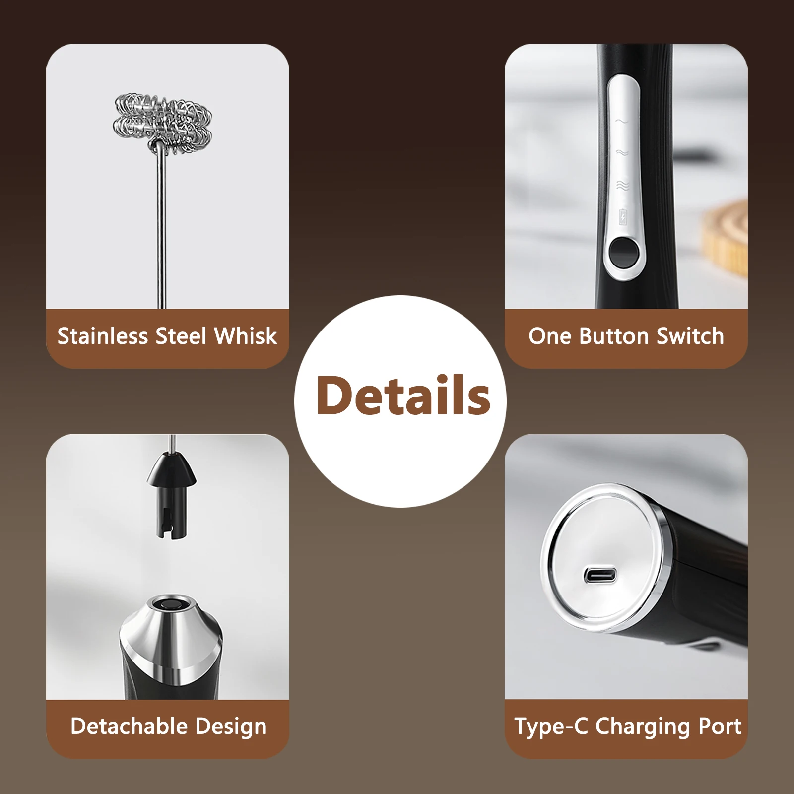 전기 커피 우유 거품기 충전식 휴대용 우유 거품 크림 메이커 커피 라떼 카푸치노에 적합