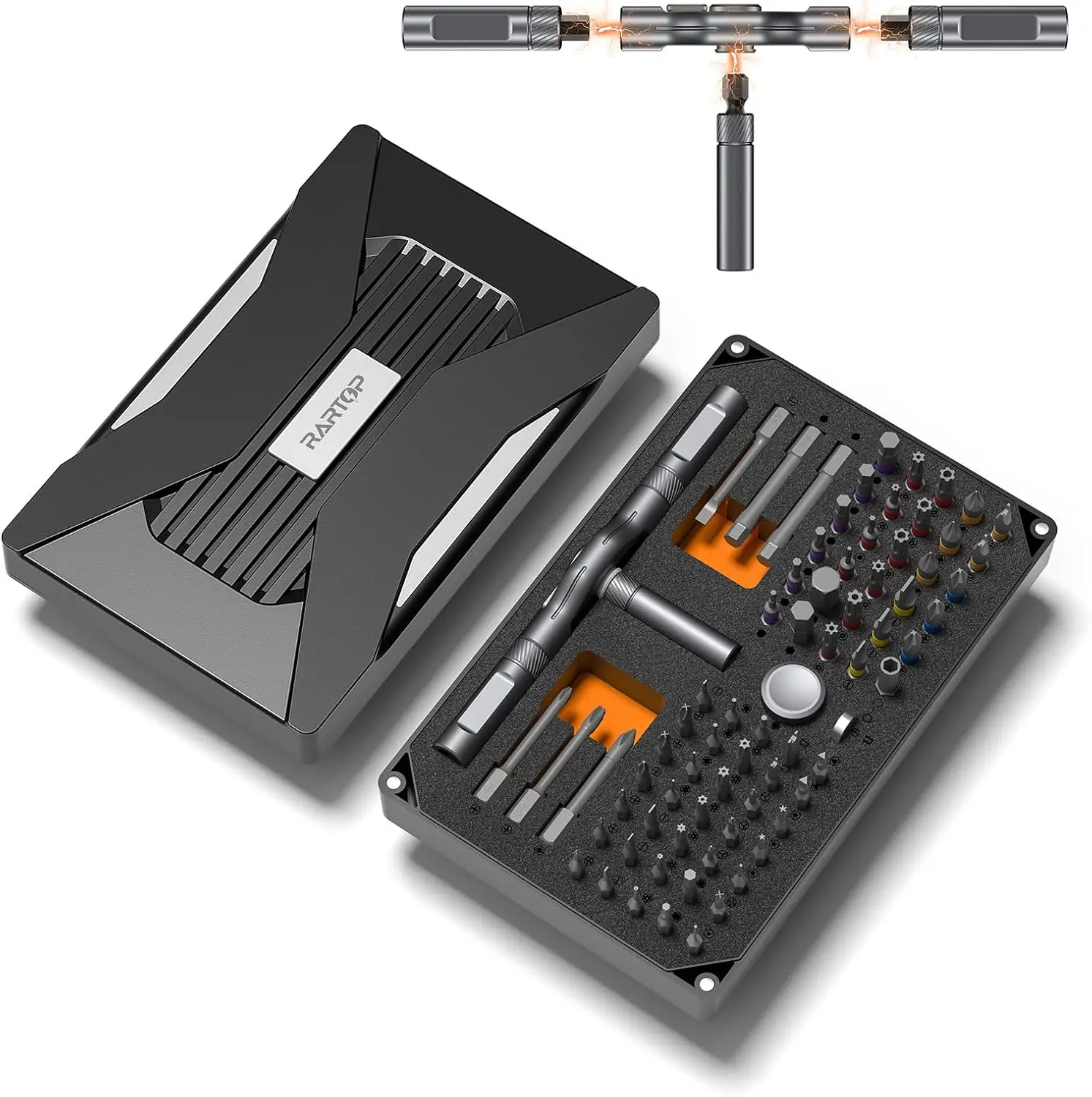 

74-in-1 Magnetic Ratchet Screwdriver Set with S2 Steel Bits for Furniture, Electronics, Bicycle Repair