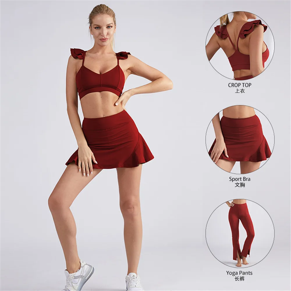 Vêtements de yoga d'été pour femmes, costume de course à pied, jupe mi-longue, jupe de sport, jupe de tennis, costume de badminton pour femmes