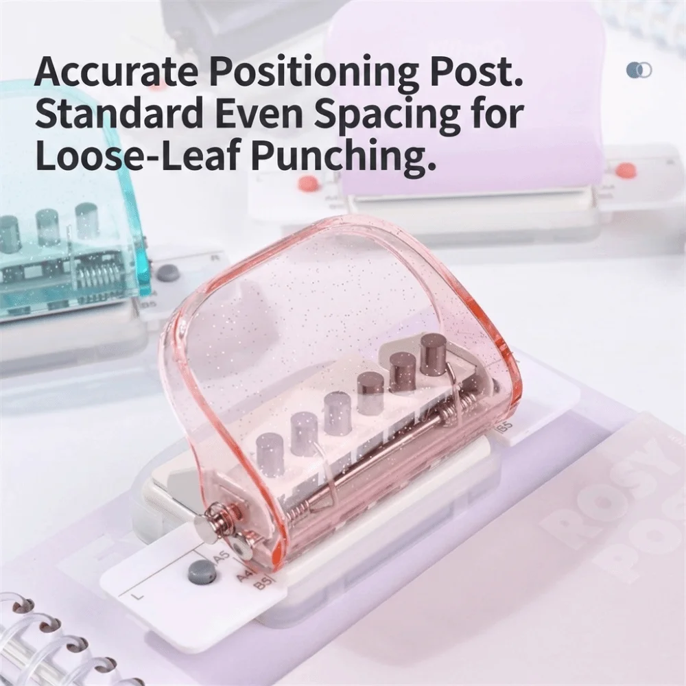 6-Hole Binder Hole Puncher A4 A5 B5 Transparent Paper Punching Machine Round Hole Manual Punching Loose Leaf Hole Puncher
