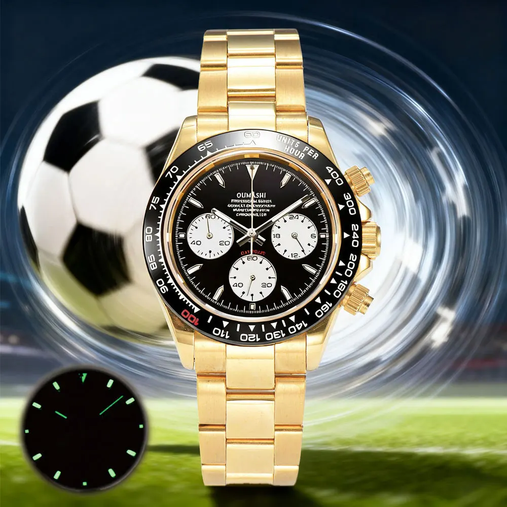 Orologio da polso da uomo personalizzato in oro da 39 mm VK63 movimento cronografo vetro zaffiro orologio da uomo d'affari di lusso