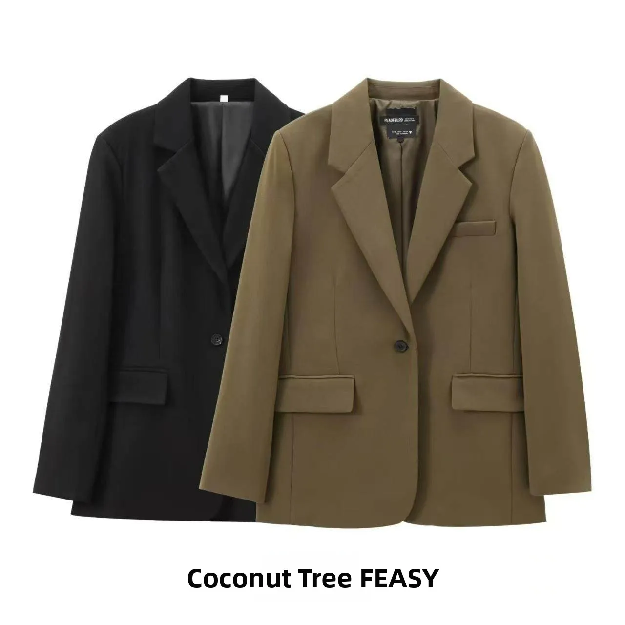 

Street Fashion Women's Casual Suit Jacket Leisure Long Sleeve Shirt Style Pure Color Medium Length European Style Women's Coat