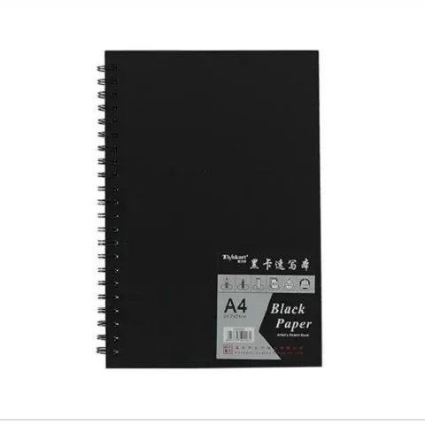 A4 Black Card Book 120 Pages Black Card Paper Inner Page Coil Book Graffiti A3 Photo Album DIY Black Sketchbook Notebook