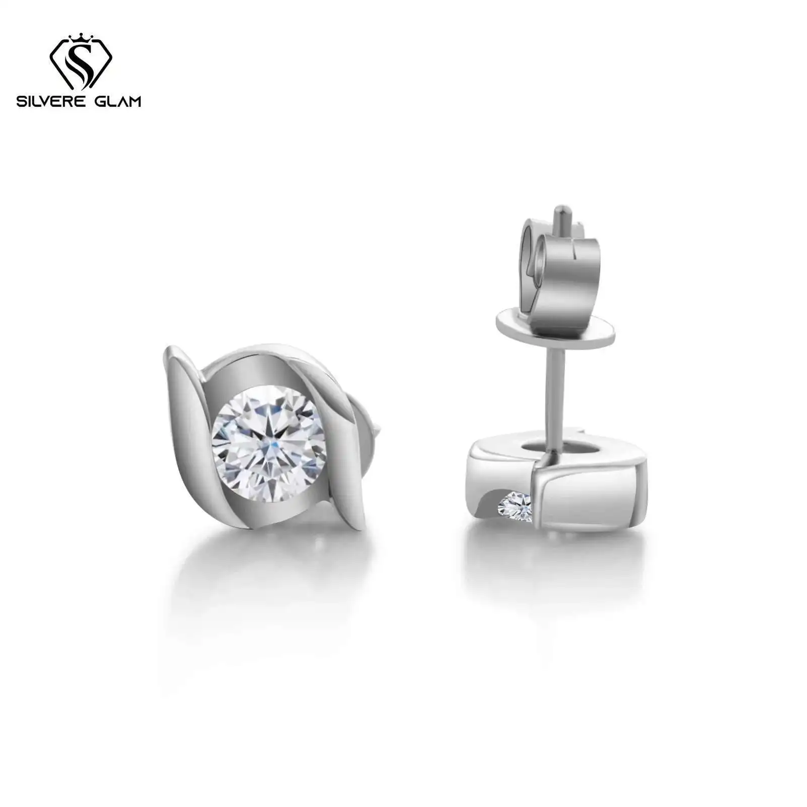 925 Sterling Silver Sugar Cube Stud Earrings 1CT D Color Moissanite Classic Jewelry designer Earrings For women luxury Party