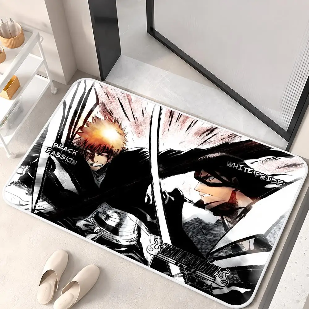 Anime B-Bleach Ichigo Floor Mat Flannel Rug Non Slip Absorbent Soft Washable For Entryway Hallway Bathroom Kitchen Decor