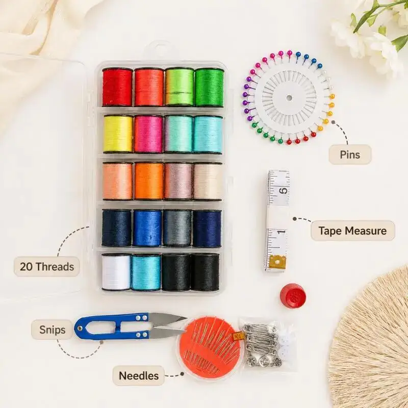 Nähgarn-Set 24 Farben DIY Strickseil Gewebtes Handarbeitsgarn Nähwerkzeug-Kit Nadelbox – Detail 4