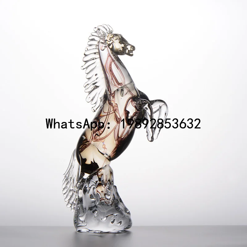 XL Glass Horse Ornament Light Luxury High-End Feel Living Room Modern Decorative Craft