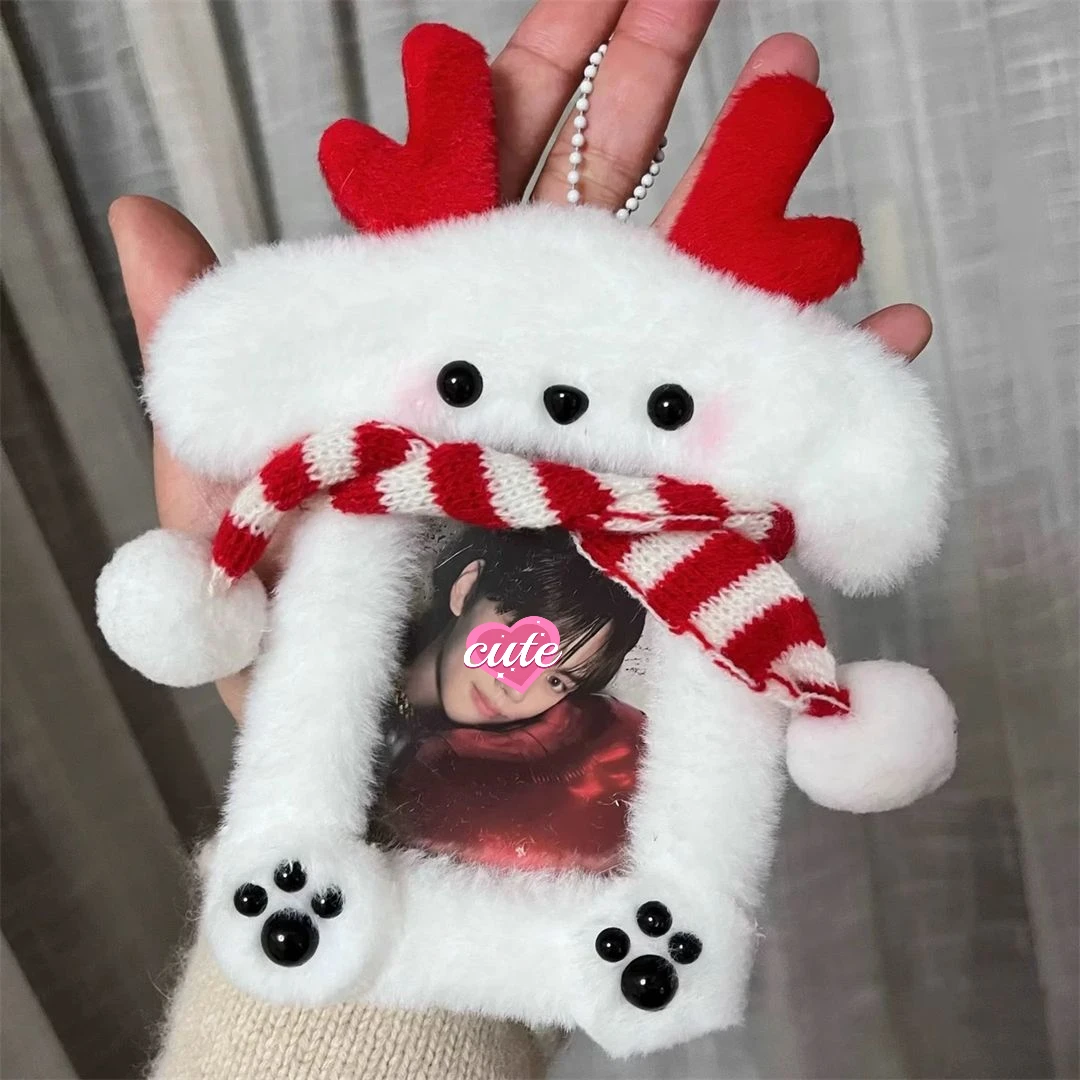 Plush Card Holder Pc Toploader Deco 3-inch Small Card Storage Protection Cover Cute Christmas Puppy Beauty Student Card Idoi