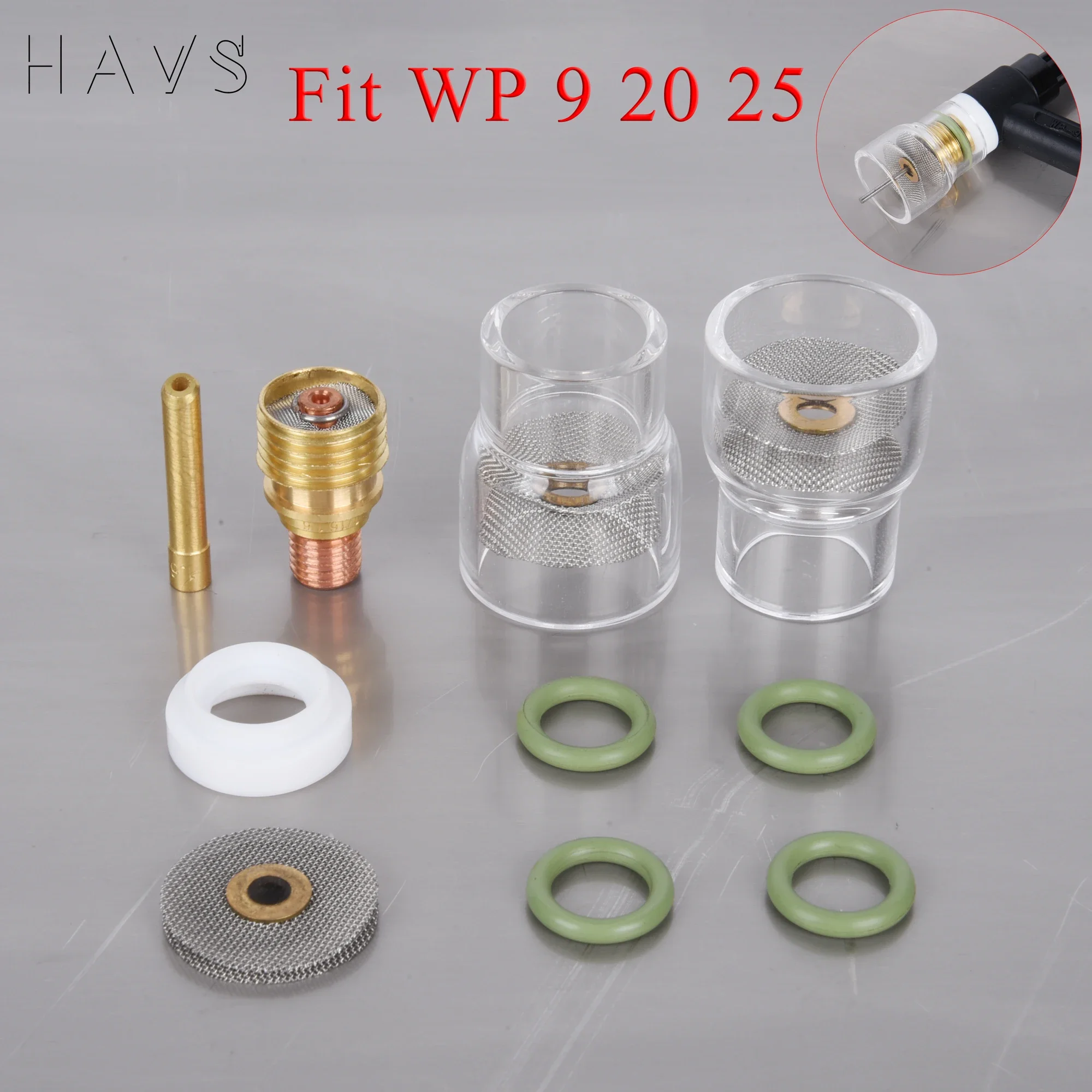 

12pcs TIG Welding #12 High Temperature Glass Cups Kit Torches WP9 20 25 Stubby Collets Body Gas Lens Sets