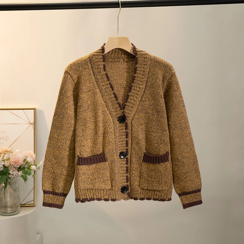 Thi Heavy Du Chunky Needle Open Cardigan Longgar Wanita Faion Retro Sle Musim Gugur Musim Dingin Mantel Sve ort Panjang Quali L...