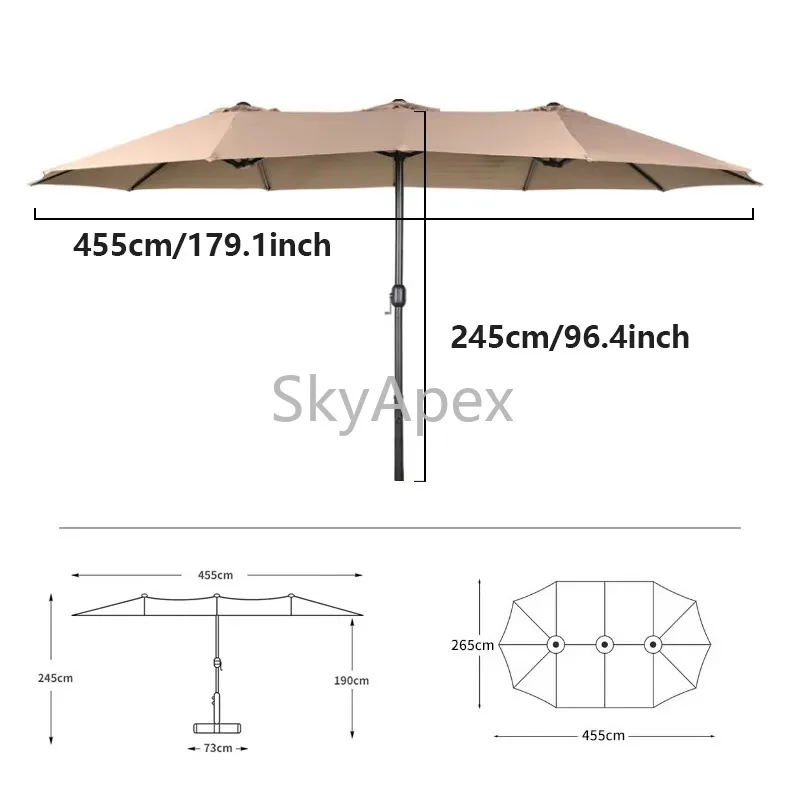 

Large Modern Waterproof Windproof Outdoor Sun Umbrella - Premium Furniture for Courtyard Garden Villa Roof Terrace Penthouse