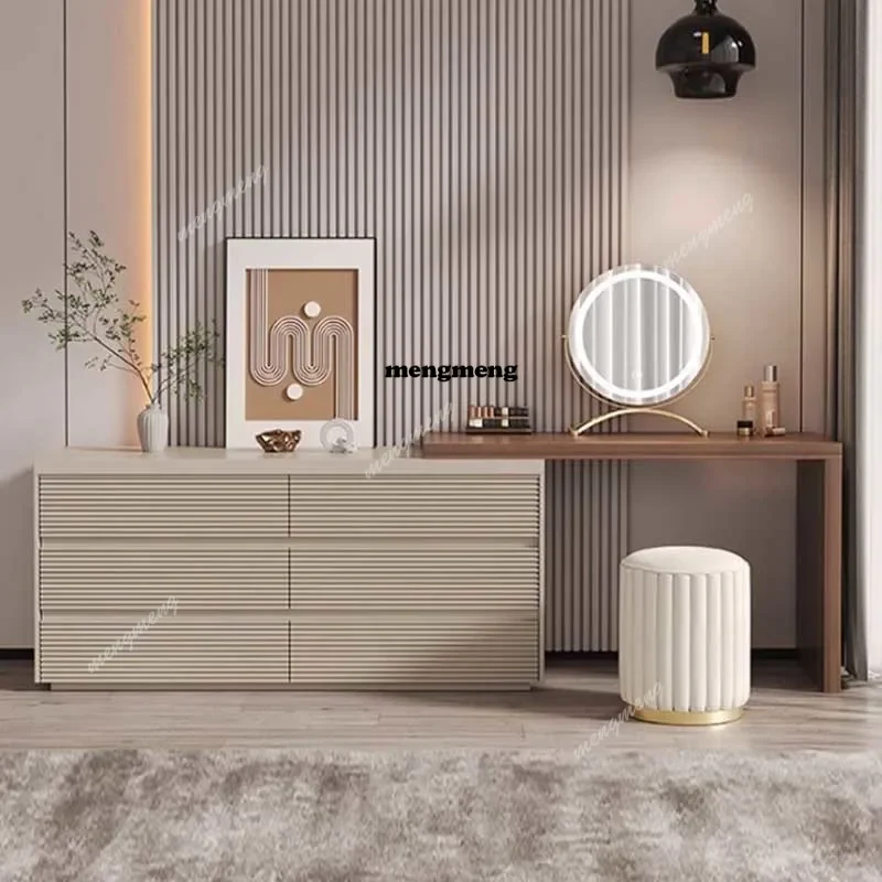 

Integrated Wooden Dresser Luxury Makeup Cabinet Storage Vanity Mirror Dressers Bedroom Light Mirror Tocador Maquillaje Furniture
