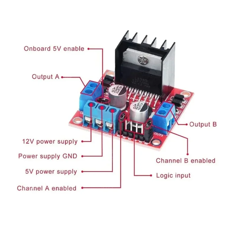 10PCS L298N DC Motor Driver Module L298N Stepper Motor Smart Car Robot Accessory High Power L298 DC Motor Driver for Arduino