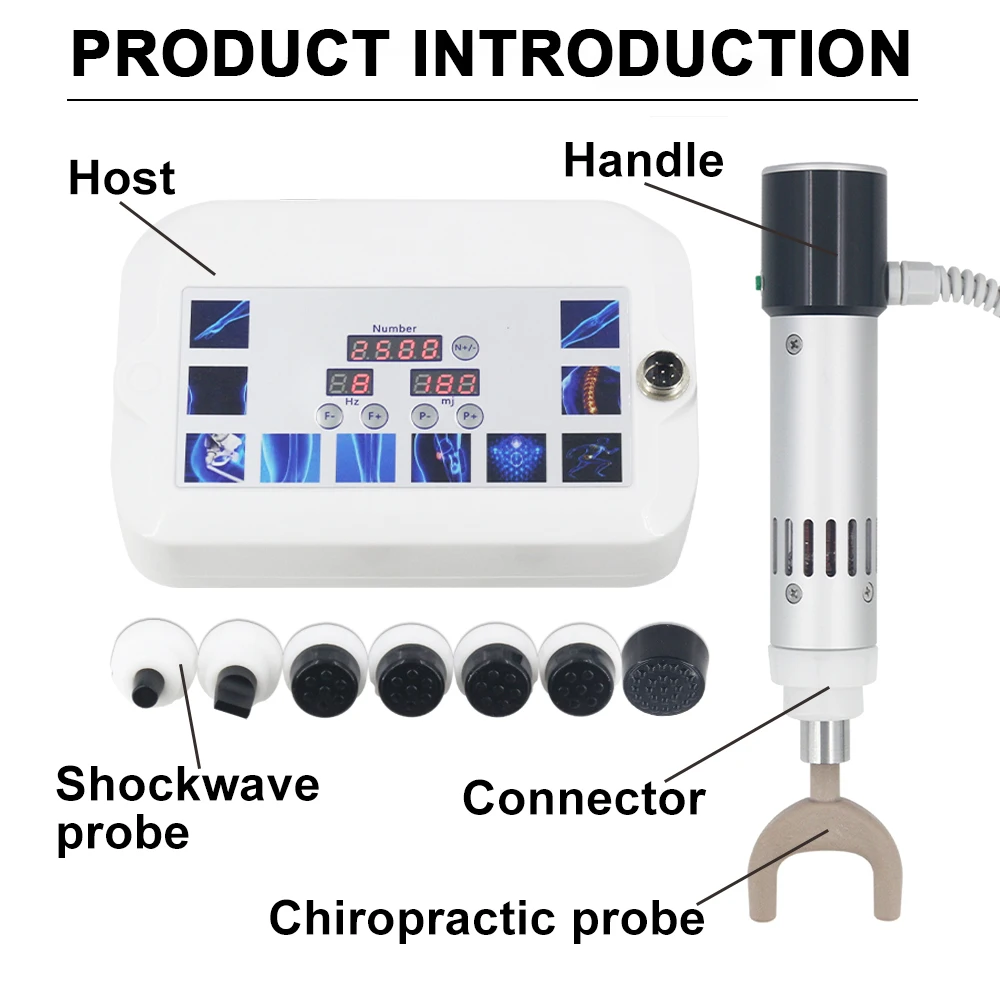 2in1 Professional Shockwave Therapy Machine Sports Injury Pain Relief Muscle Massager Chiropractic Tool New 300mj Shock Wave