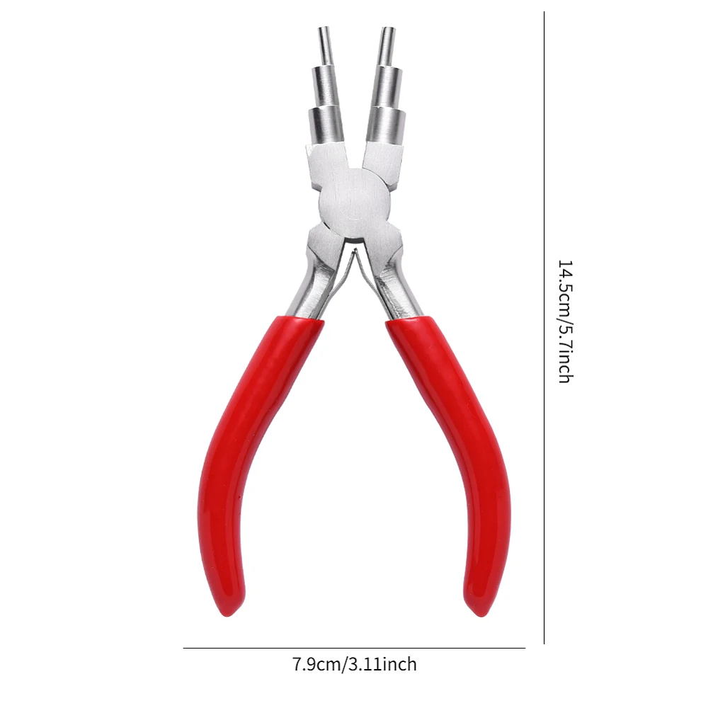 PandaHall 6-in-1 Bail Making Pliers, 45# Carbon Steel 6-Step Multi-Size Wire Looping Forming Pliers, for Loops and Jump Rings