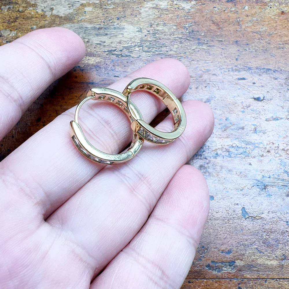 Elegantes Design, goldene Creolen mit Scharnier, Kreolisch, Europa, feiner Schmuck für Frauen, klassisches Geschenk aus massivem 925er-Sterlingsilber – Detail 7