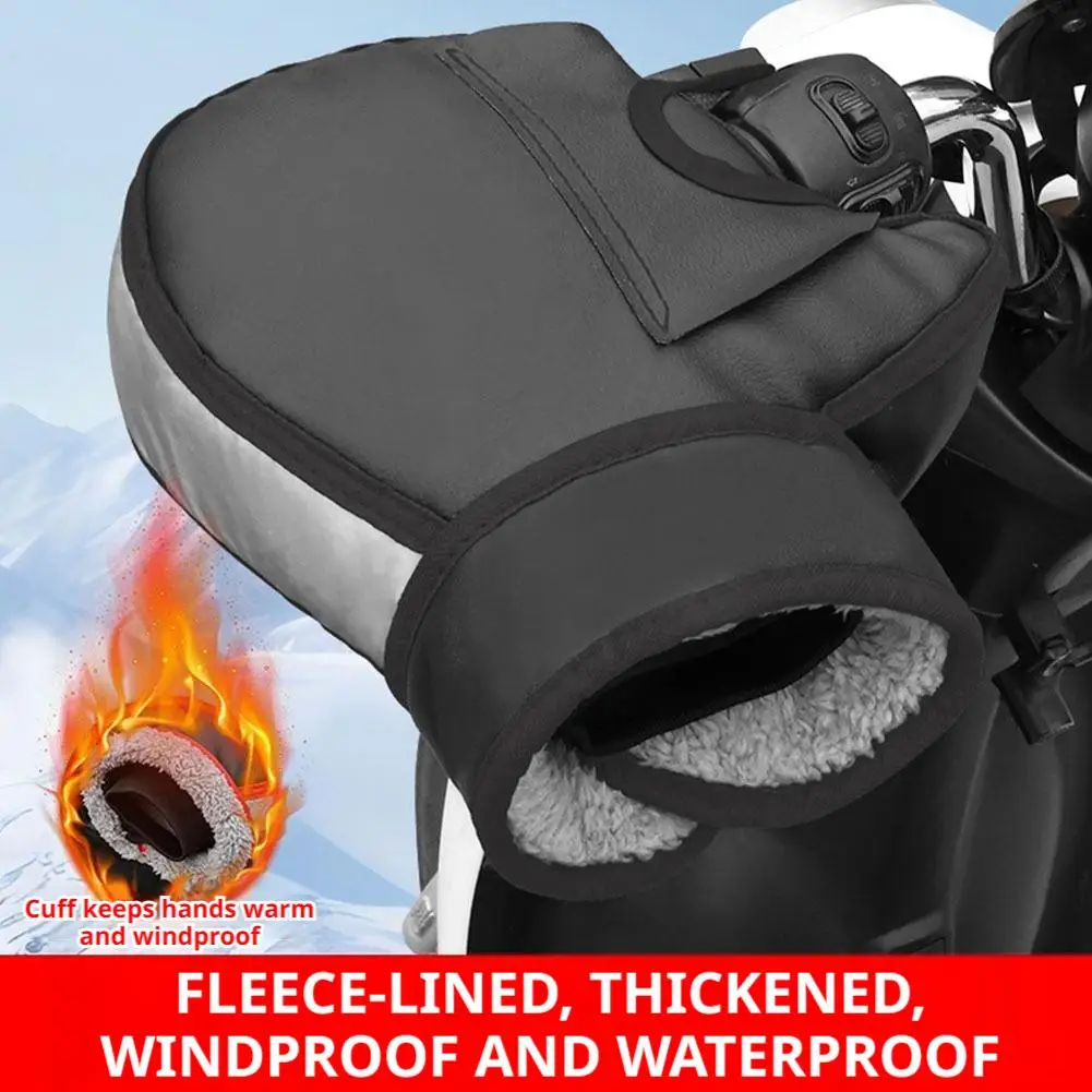 Winter-Motorrad-Lenkerhandschuhe, wasserdicht, mit dicker Fleece-Fütterung, reflektierende, warme Handschuhe für E-Bike-Fahrten. – Detail 19