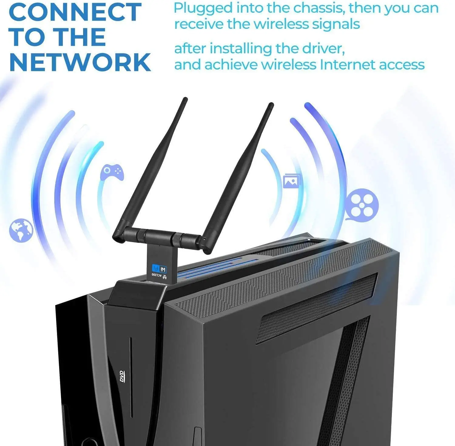 1200Mbps Adaptor WiFi Nirkabel USB 3.0 Dongle 2.4G/5G Jaringan Sinyal Stabil Jarak Jauh untuk Windows XP/10/8//7/Visa/Mac15.6-10.1