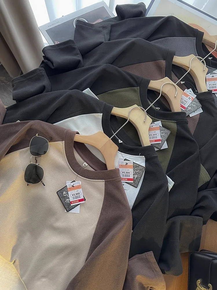 زوجين Sle على الوجهين الألمانية المخملية طويلة Sve تي شيرت oulder إدراج تصميم عادية فضفاضة تناسب Boting المحملة irt #1