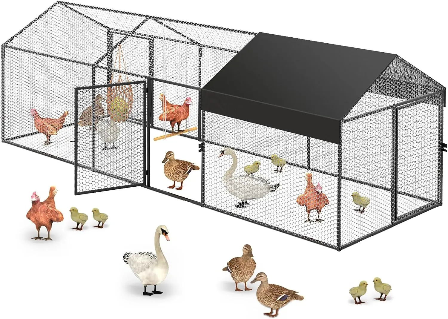 

Large Metal Chicken Coop 120" L×40" W×40" H Heavy Duty Chicken Run Hen House with Waterproof Anti-UV Cover for Outdoor Chicken P