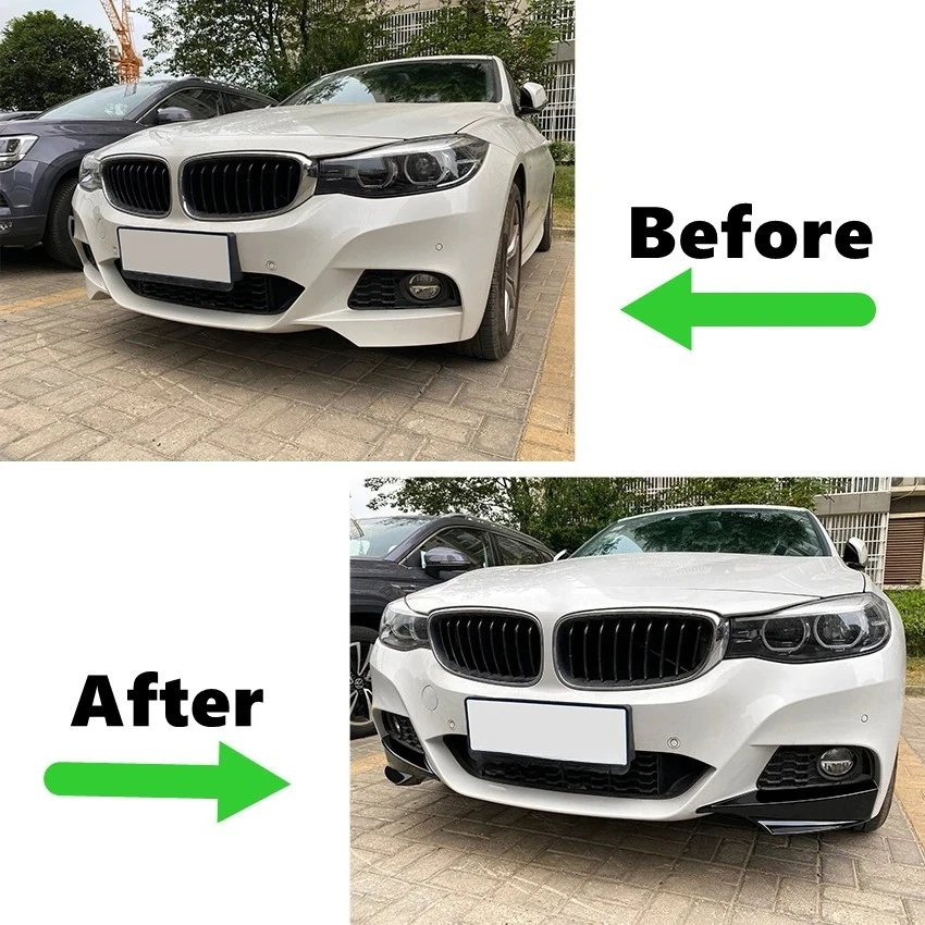 Frontstoßstange Lippe Seitensplitter Spoiler Body Kit für BMW 3er GT F34 320i 325i M Sport 2014-2019 Frontstoßstangenschutz