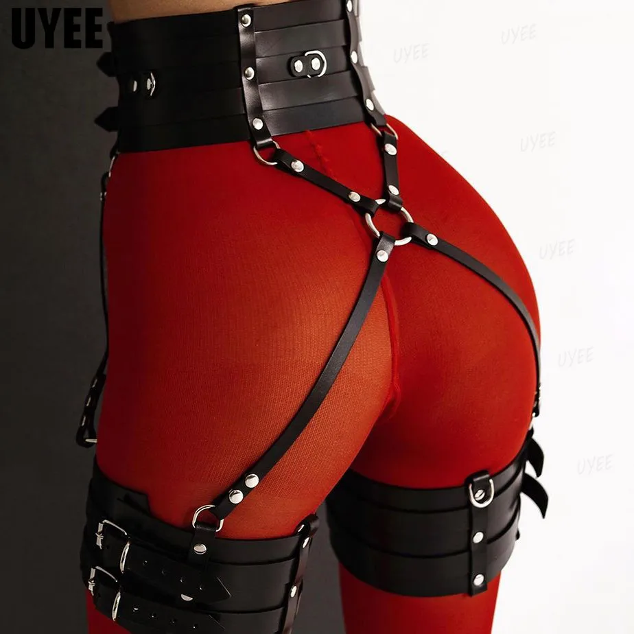 

Sexy Lingerie for Women PU Leather Harness Garter Thight Belt Body Strap Goth Clothes Punk Bondage Cage Suspender Rave