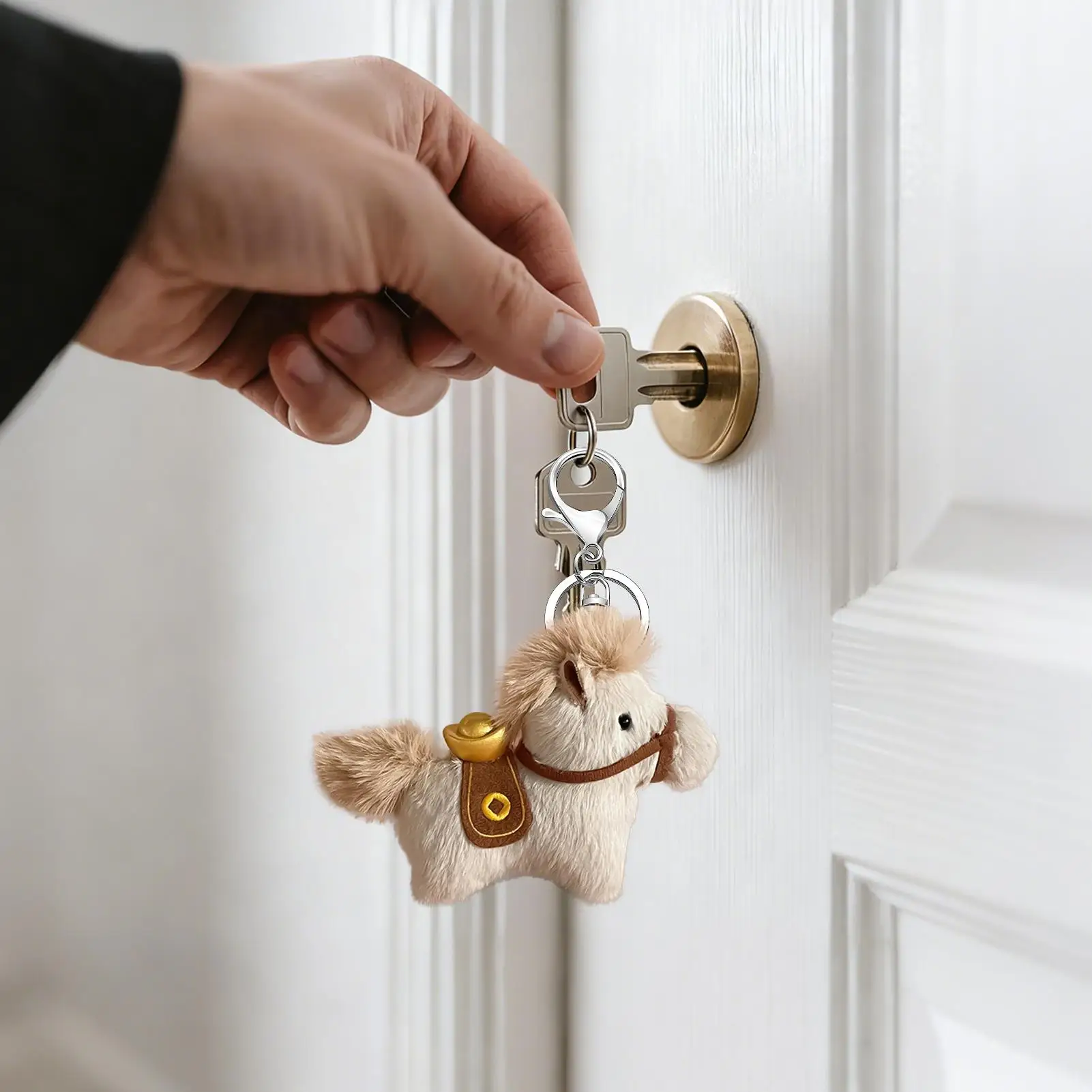 Paardentas charme 4-inch reishanger schattige dieren portemonnee sleutelhanger voor dames heren meisjes minnaar rugzak reizen thuis feestklas