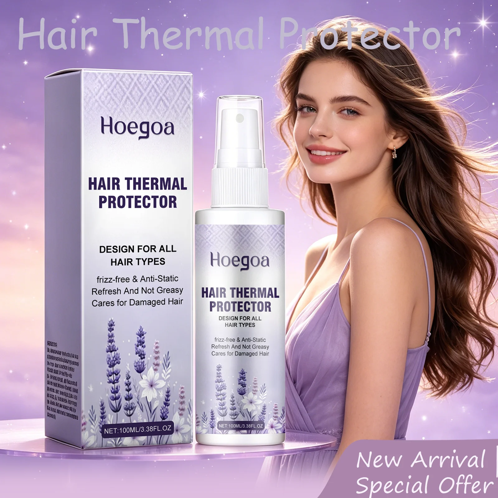 HOEGOA 100ML Hair Thermal Protector Penetrates Deep Into Hair Repairs Damaged Hair Light Texture Easy To Absorb Hair Care Spray