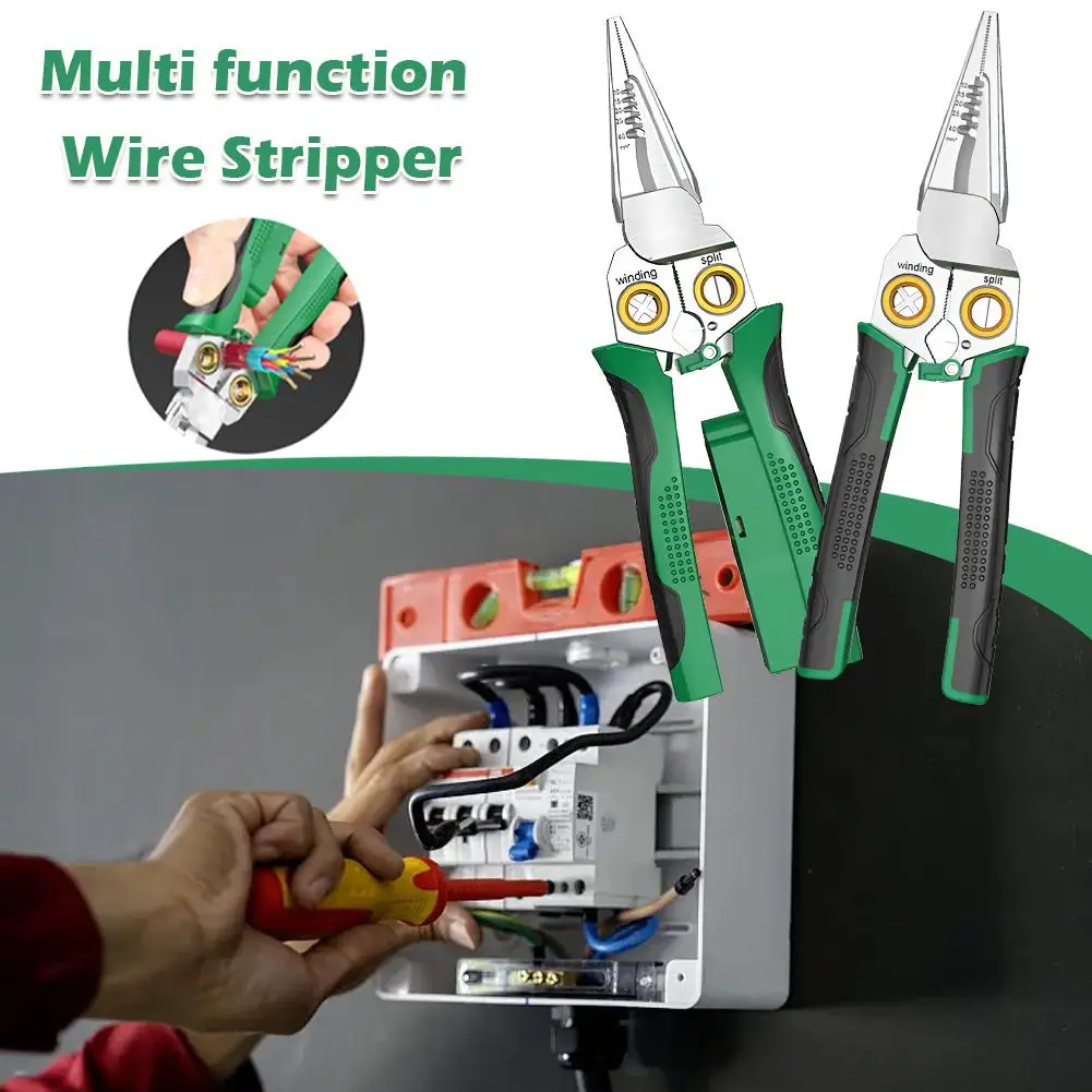 

9 In 1 Wire Stripper Stainless Steel Electrician Cable Wire Function Winding Multi Splitting Crimping Cutter Tool Clamper P D4D7