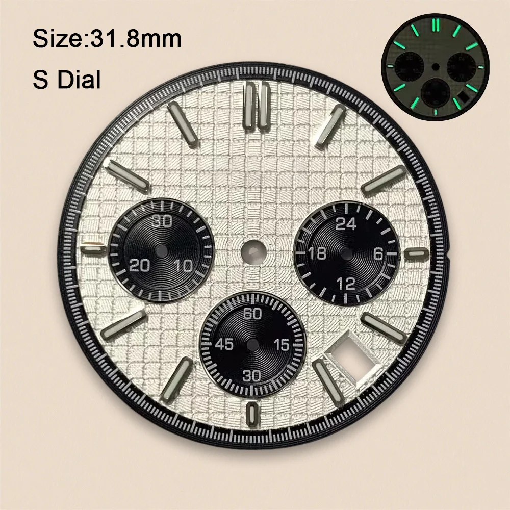 31.8mm S Logo Dial Suitable For VK63 Quartz Movement Green Luminous Oak Dial Watch Modification Accessories - view 5