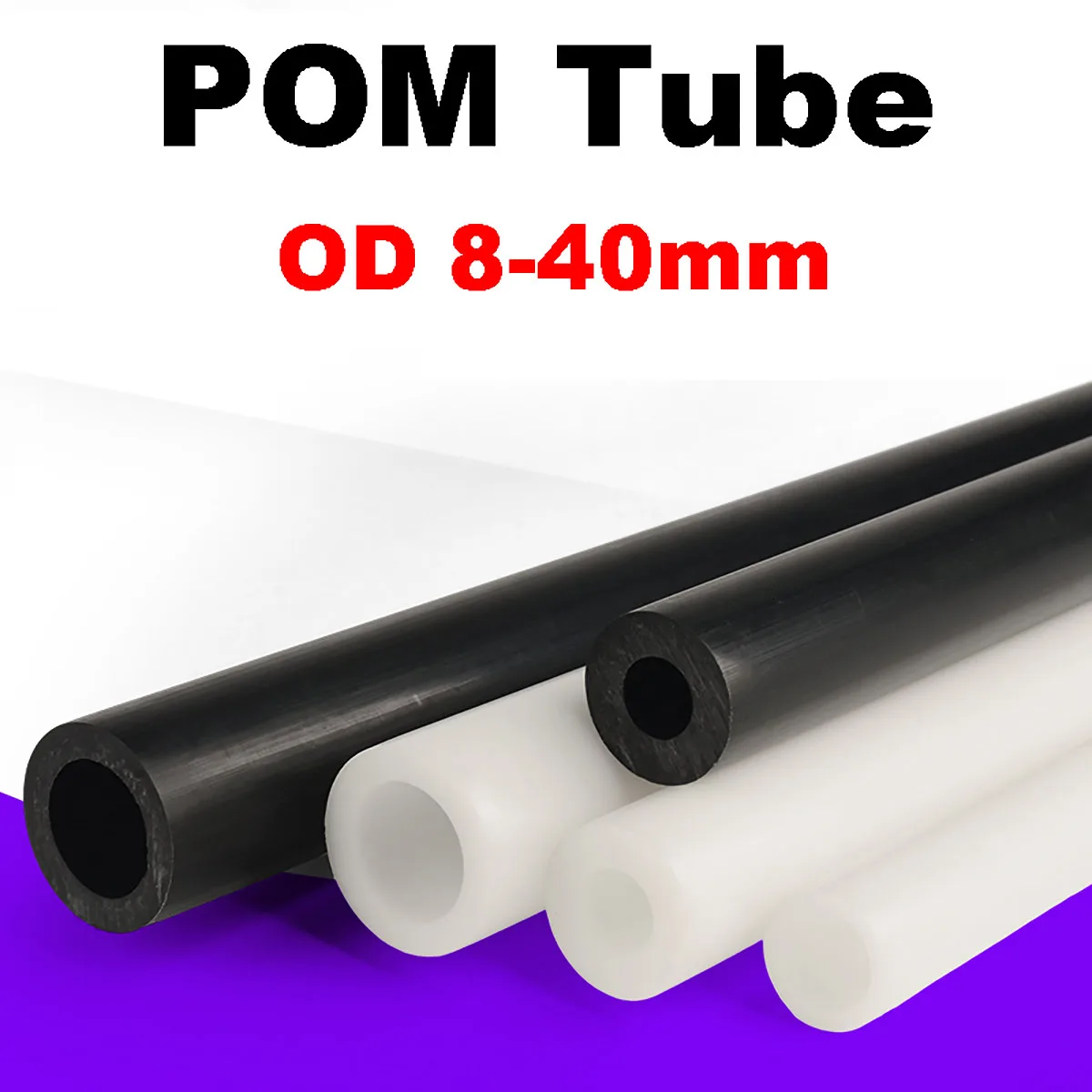 2Pcs Length 500mm Black/White Pom Hollow Pipe Polyformaldehyde Pipe Insulation Hard Plastic Pipe Customizable