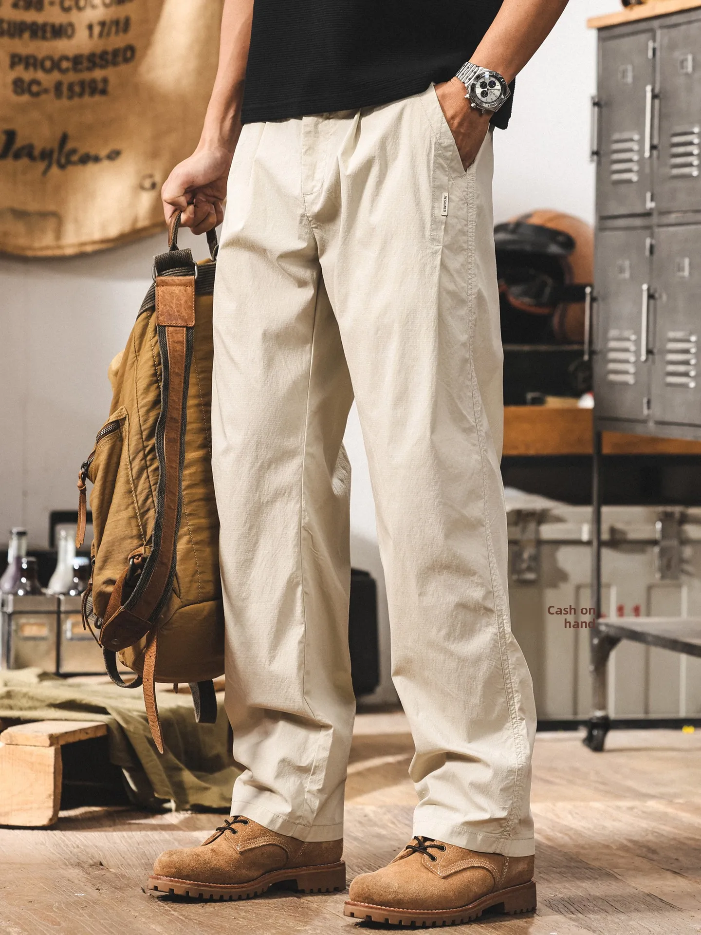 

Мужские летние тонкие прямые повседневные брюки в американском стиле ретро, свободные длинные брюки Qui Dry, модные повседневные брюки