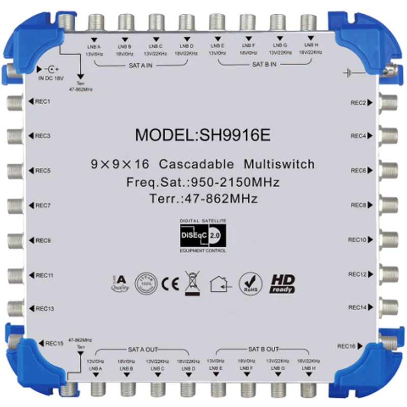 SATELLITE MULTISWITCHES 9-in 16-out cascade switch, satellite multi-way switch, satellite switch