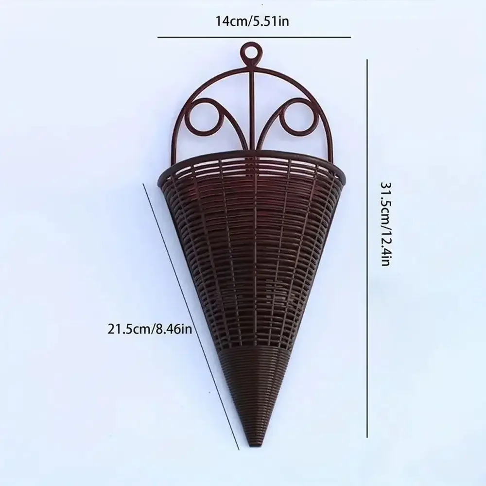 Triangle Imitation Rattan Hanging Flower Basket Simulation Plastic Artificial Wall Hanging Flower Pot Wall Hanging