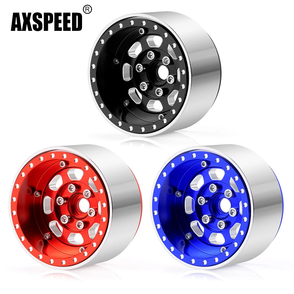 AXSPEED 4Pcs Aluminum Alloy 1.9 inch Beadlock Wheel Rims 32mm for Axial SCX10 Wraith TRX-4 D90 1/10 RC Crawler Car Upgrade Parts