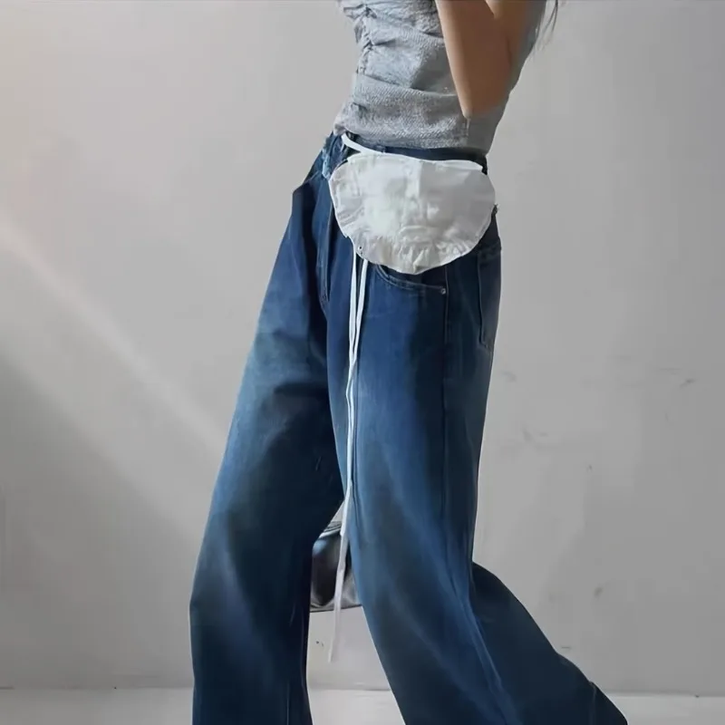 New Design Layered Wear Lace Waist Bag Ruffled Design White Color Ruffle Fanny Pack Small Size Y2k Aesthetic Coin Bag