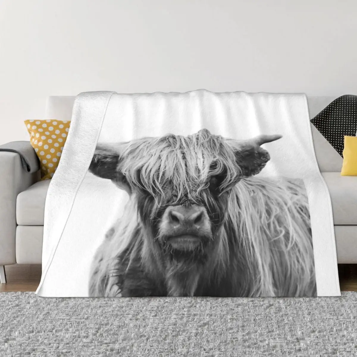 Highland Cow 1 Plush Blanket Couple Blankets Custom Blanket Personalized Throw Blanket