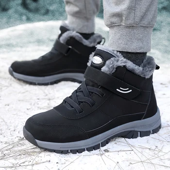 Men’s Winter Snow Boots – Warm Fur Non-Slip Platform Ankle Shoes for Outdoor, Hiking & Motorcycle 1
